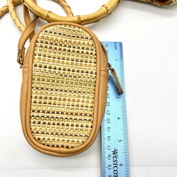 Woven Straw‎ Satchel Bamboo Handle Shoulder Bag with Coin Purse Y2K - Picture 11 of 11